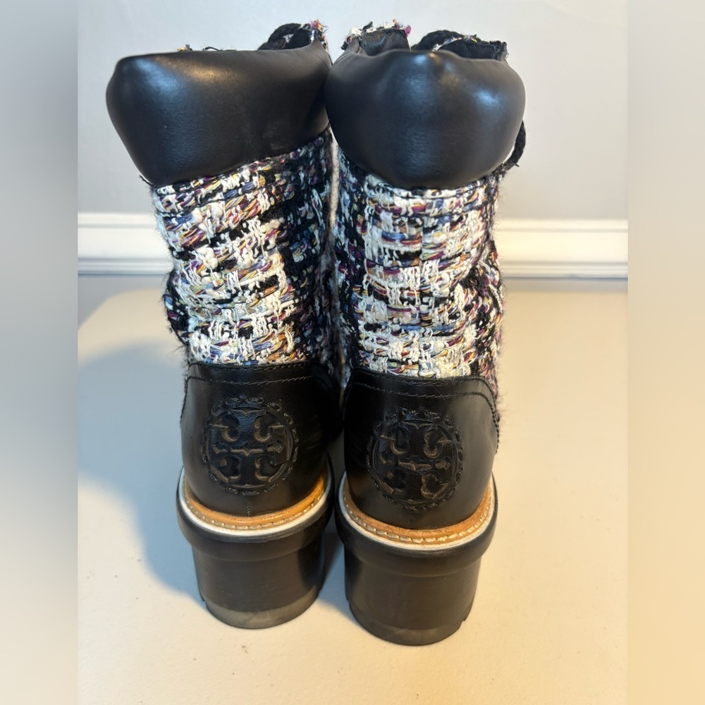 Tory Burch Miller Tweed Lace-Up Combat Boots | Black | Women’s Size 11M - Picture 6 of 15